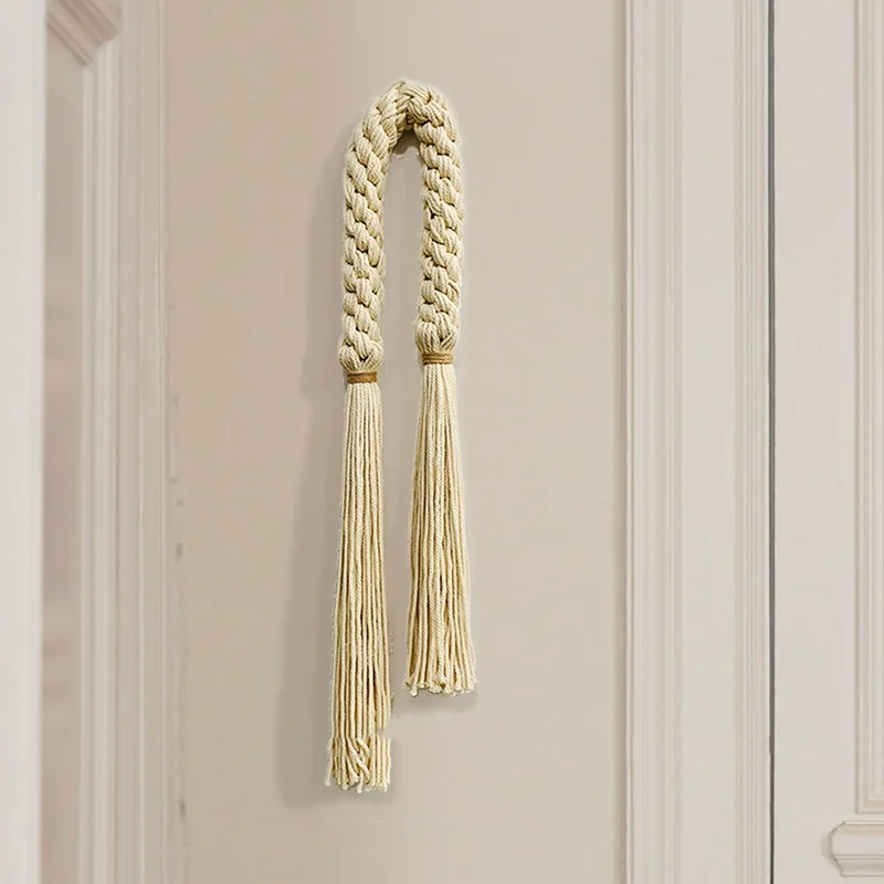 Unique Knot Tassel Fringe Macrame Backdrop Natural Cotton Wall Art Modern Luxury Decor For Hotel Office
