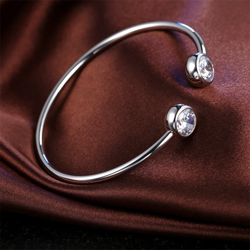 Genuine Fine 925 Sterling Silver Color Charming Jewelry Bracelet Bangles Women Fashion Accessories Factory Price Fast Shipping