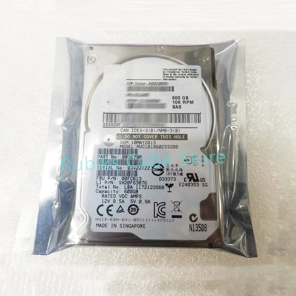 For Lenovo Hard Disk ST600MM0088 00FC613 00XH236 600G SAS 10K 12Gb 2.5