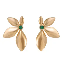 Stainless steel natural stone leaf earrings with luxurious design and texture, fashionable and elegant party jewelry for women