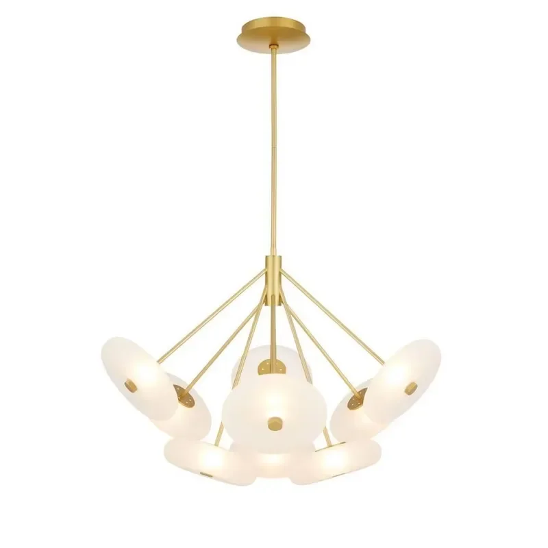 for Danish Modern Art Simple Gold Dining Table Home Living Room Interior Decoration Glass LED Ceiling Light