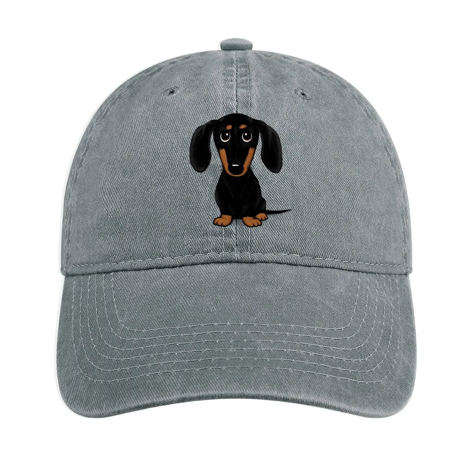 Cute Black and Tan Smooth Coated Dachshund Cartoon Dog Cowboy Hat Beach Outing beach hat Gentleman Hat Hats Woman Men'S