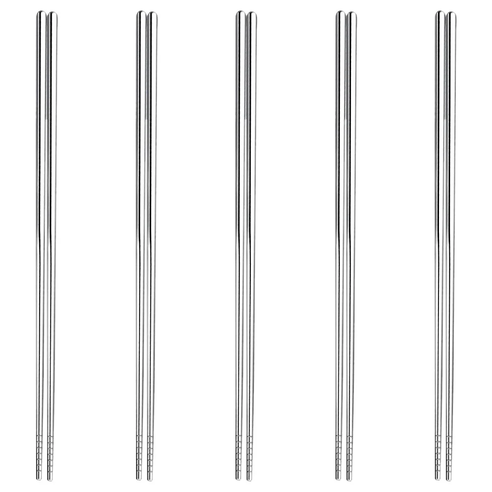 

5Pairs 304 Stainless Steel Chopsticks Multi Purpose Long Metal Chopsticks for Chinese Japanese Cooking Frying Noodles Kitchen
