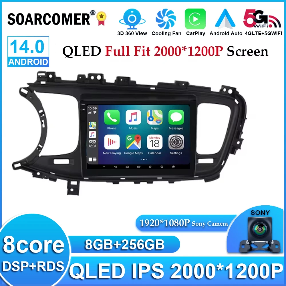 

Car Radio Stereo Android 14 For KIA Optima K5 2013-2015 Multimedia Video Player GPS Navi Auto Audio QLED Screen Carplay No DVD