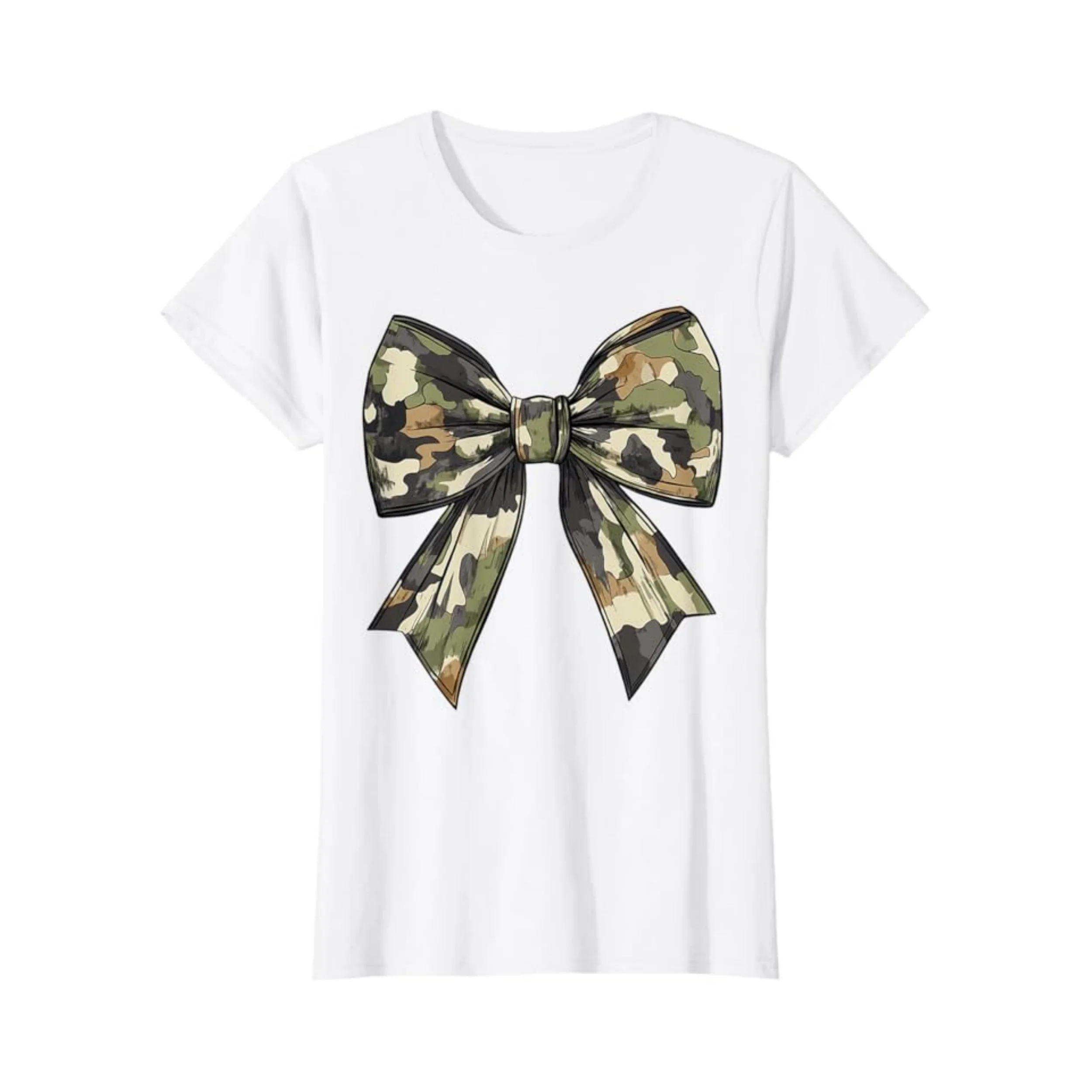 Camouflage Old Camo Bow Camo Coquette Bow Hunting Women Girl T-Shirt 100% Cotton New T-Shirt Short Sleeve Fall Tee Top 01232