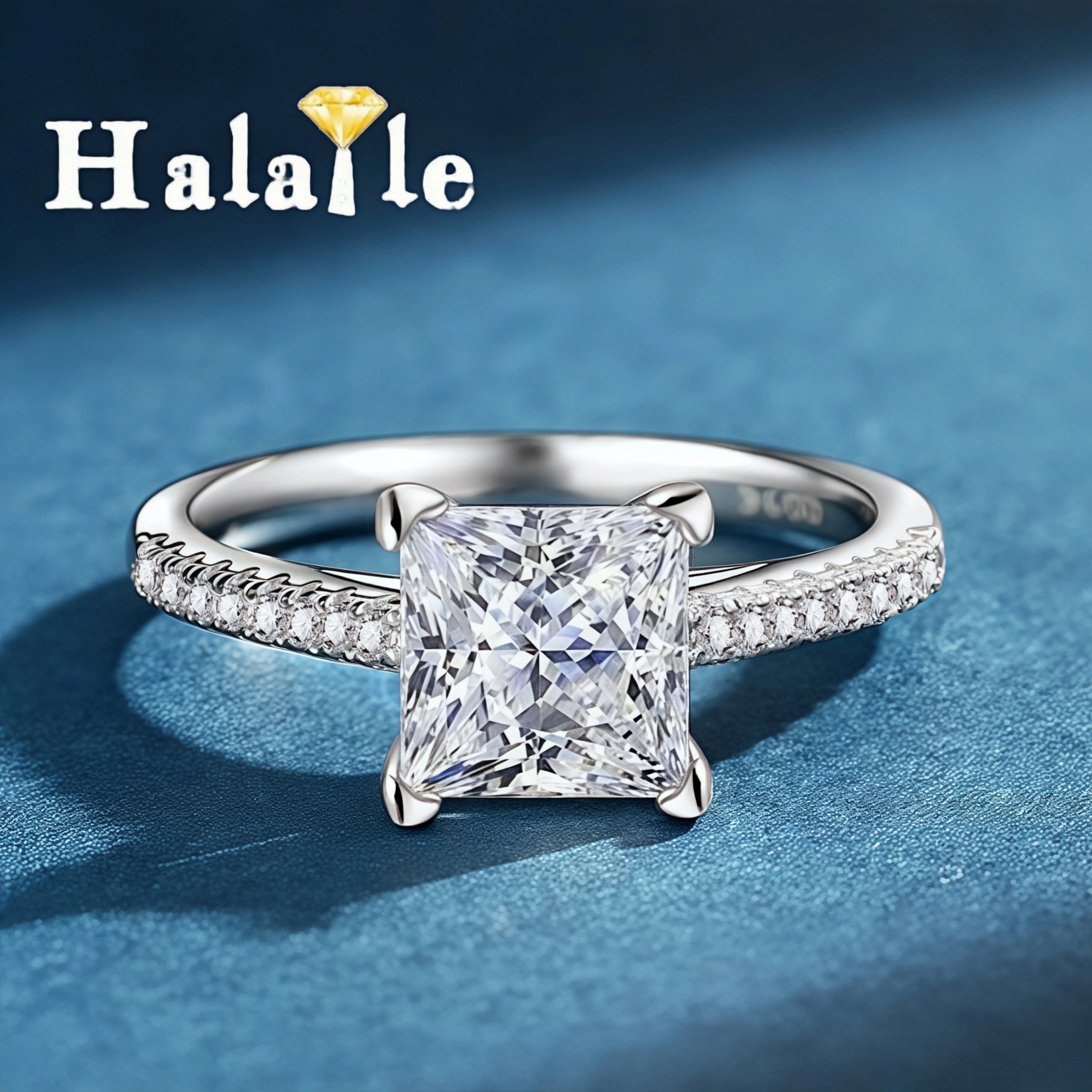

Кольцо Halaile 2,6 карата принцессы с муассанитом из стерлингового серебра S925, классические ювелирные изделия, свадебный подарок на помолвку для женщин