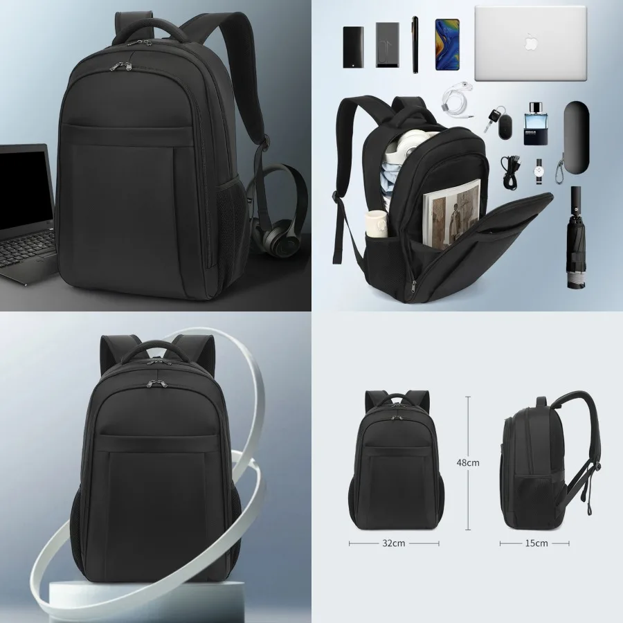 【New style】-simple new men's backpack business multifunctional computer backpack logo for business commuting