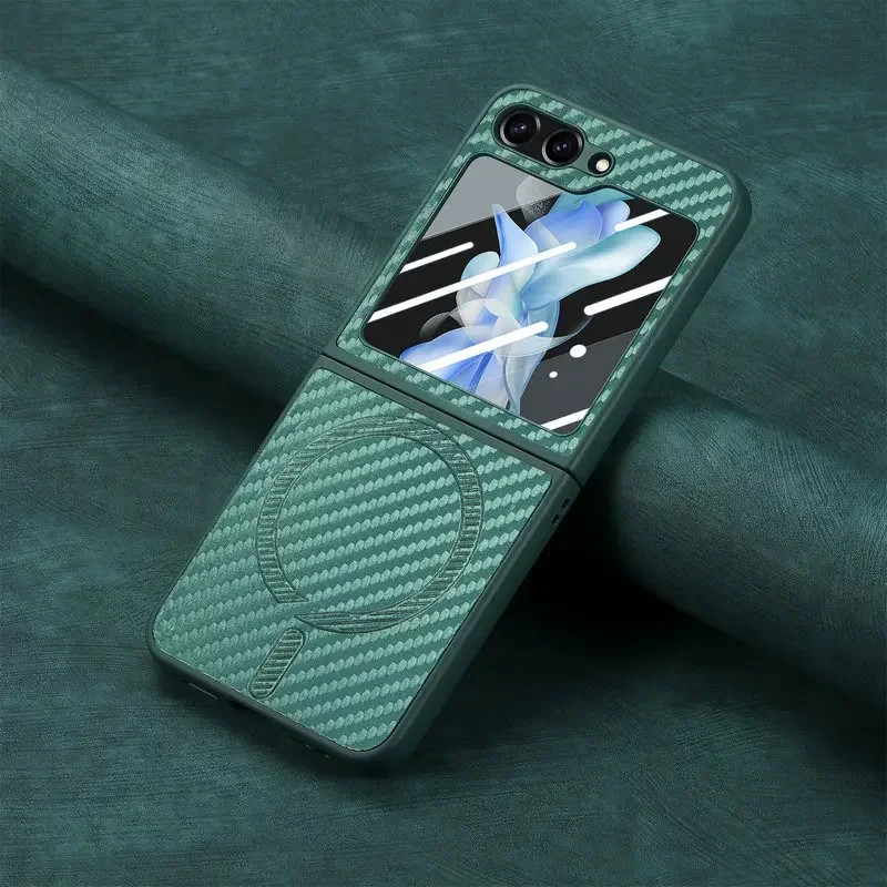 Z Flip 6 5 4 Magsafe Case 360 Protect Steel Film Carbon Firber Folding Cover For Samsung Galaxy Z Flip 6 Case Phone ZFlip6 Flip6