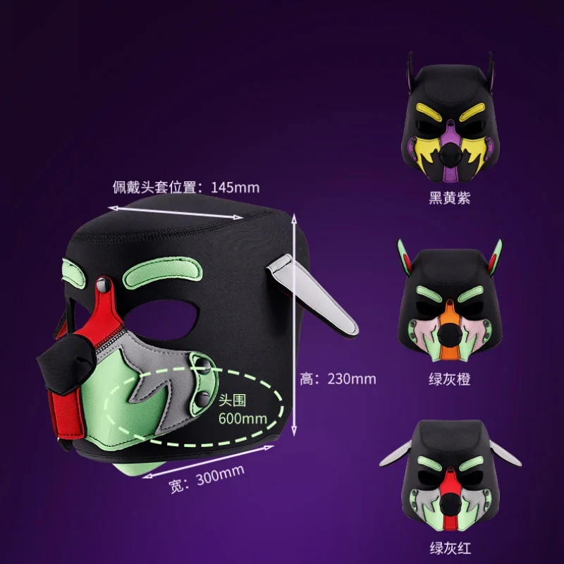 새로운 패션 유니섹스 섹시 코스튬 오픈 마우스 도그 풀 페이스 페티쉬 마스크 후드 할로윈 퍼피 플레이 파티 커플 게임용