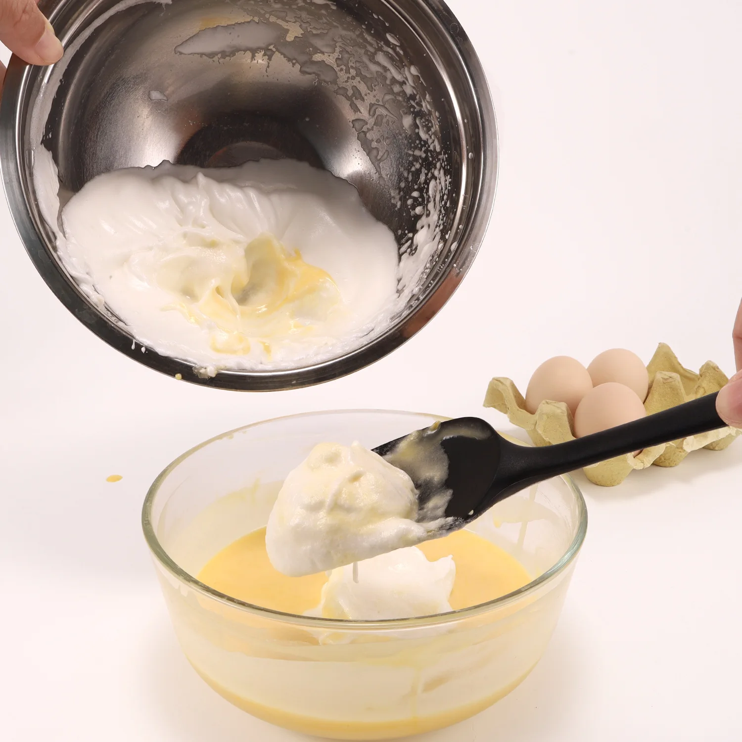 LMETJMA 28cm szpatułki silikonowe żaroodporna łyżka łopatka Non-Stick Spoonula elastyczne skrobaki do pieczenia narzędzie do mieszania JT20