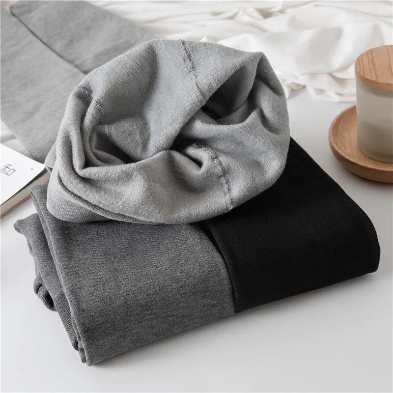 

Плюшевые серые леггинсы для женщин осенью и зимой, толстые и теплые колготки, однотонные универсальные базовые носки