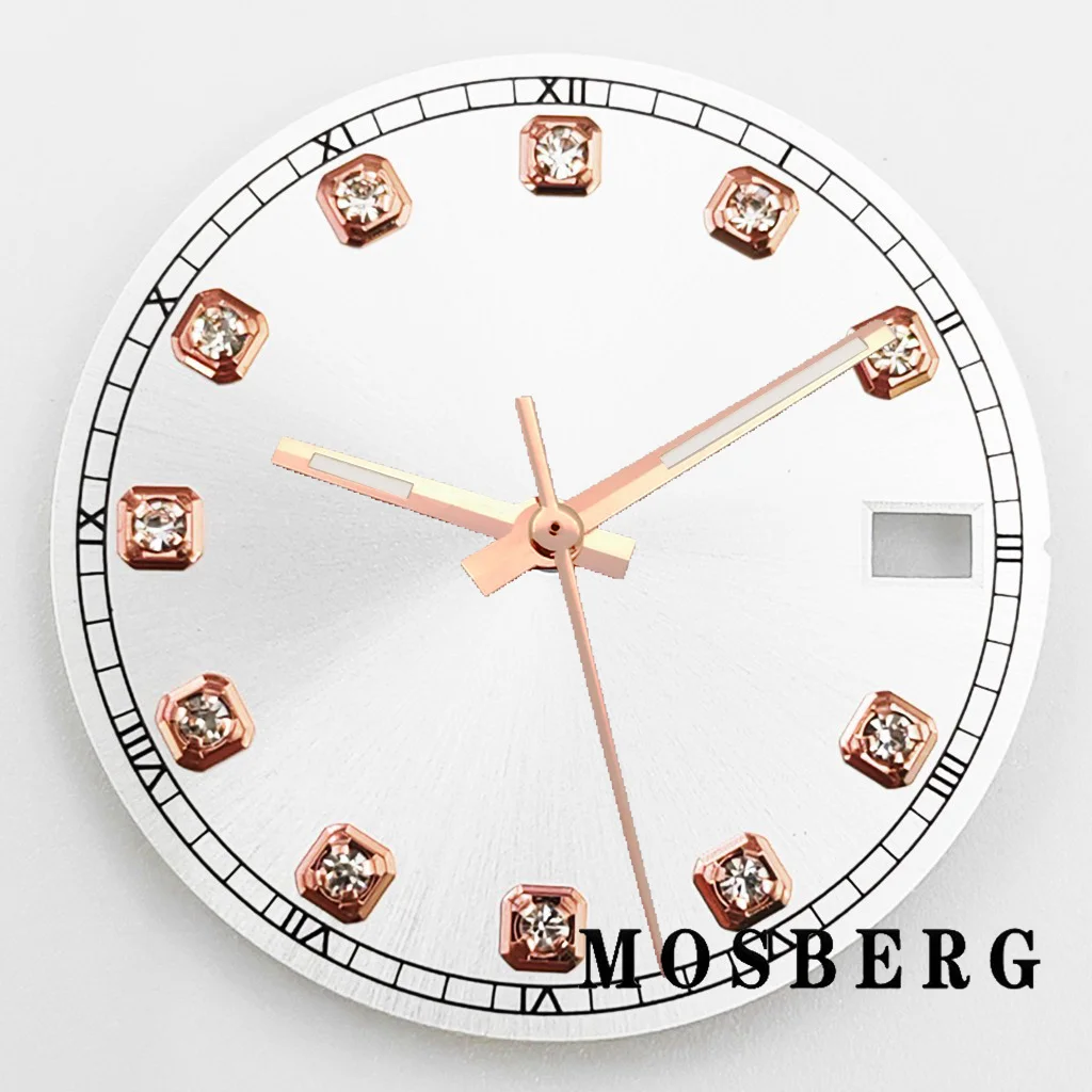 قرص ساعة 28.5 ملم مع عقارب ساعة لـ NH34 NH35 NH35A Fit 3.0 الساعة 3.8 ساعة معقمة وجوه حركة أوتوماتيكية