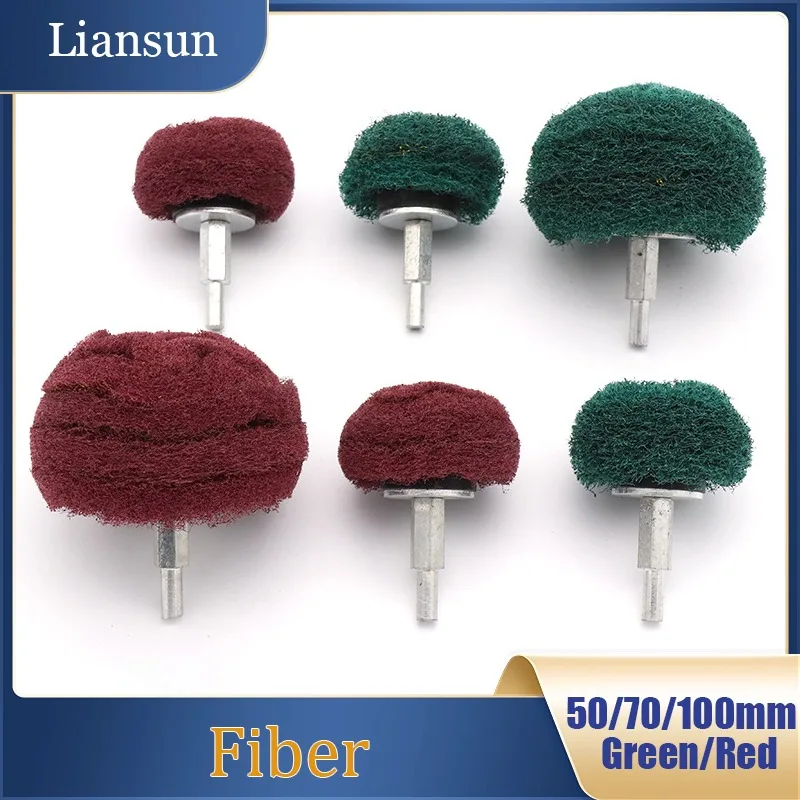 6mm Shank Fiber Cloth Grinding Head Mushroom-Shaped Spherical Nylon Wire Drawing Polishing Wheel Fiber Non-Woven Fabric
