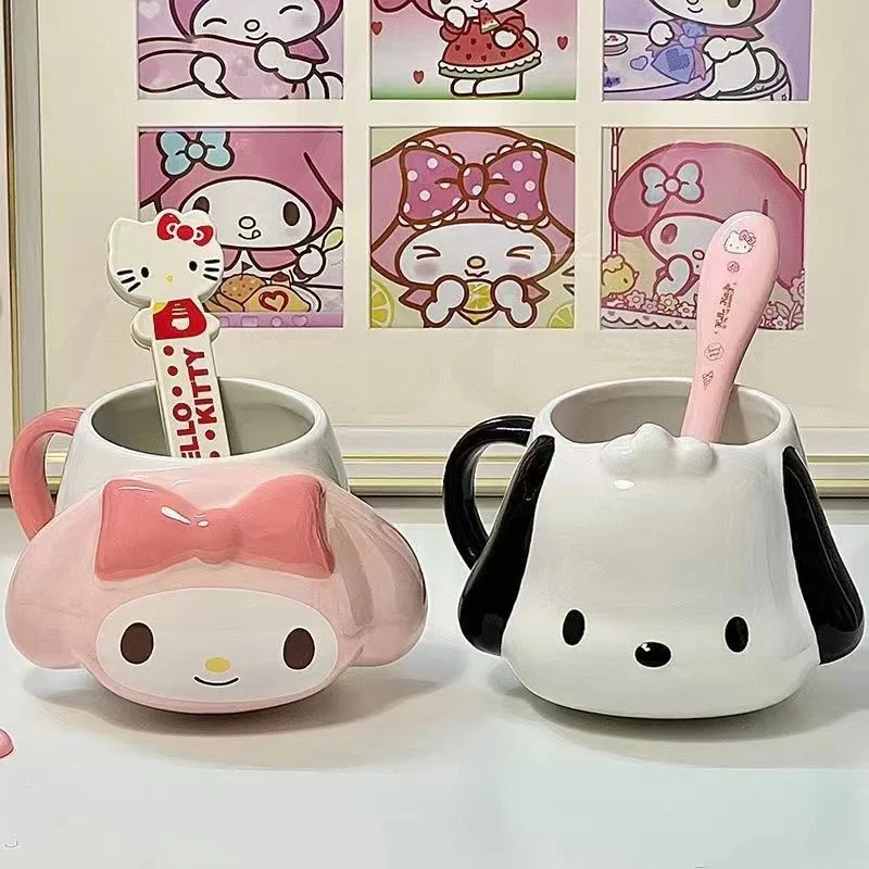 Sanrio Kuromi Hello Kitty Tazza d'acqua Cinnamoroll Tazza in ceramica Nuova tazza da caffè personalizzata 3D di grande capacità Regalo di compleanno