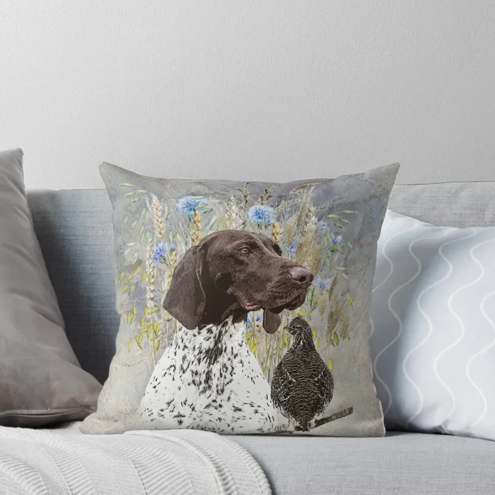 German shorthaired pointer with quail Throw Pillow Luxury Living Room Decorative Cushions Room decorating items pillow