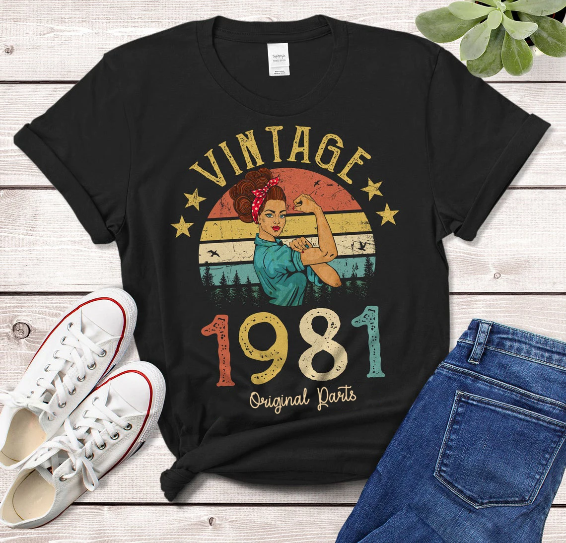 

Vintage 1981 Original Parts T-Shirt 40 Years Old 40th Birthday Gift Idea Women Girls Mom Wife Daughter Funny Retro Tee Shirt