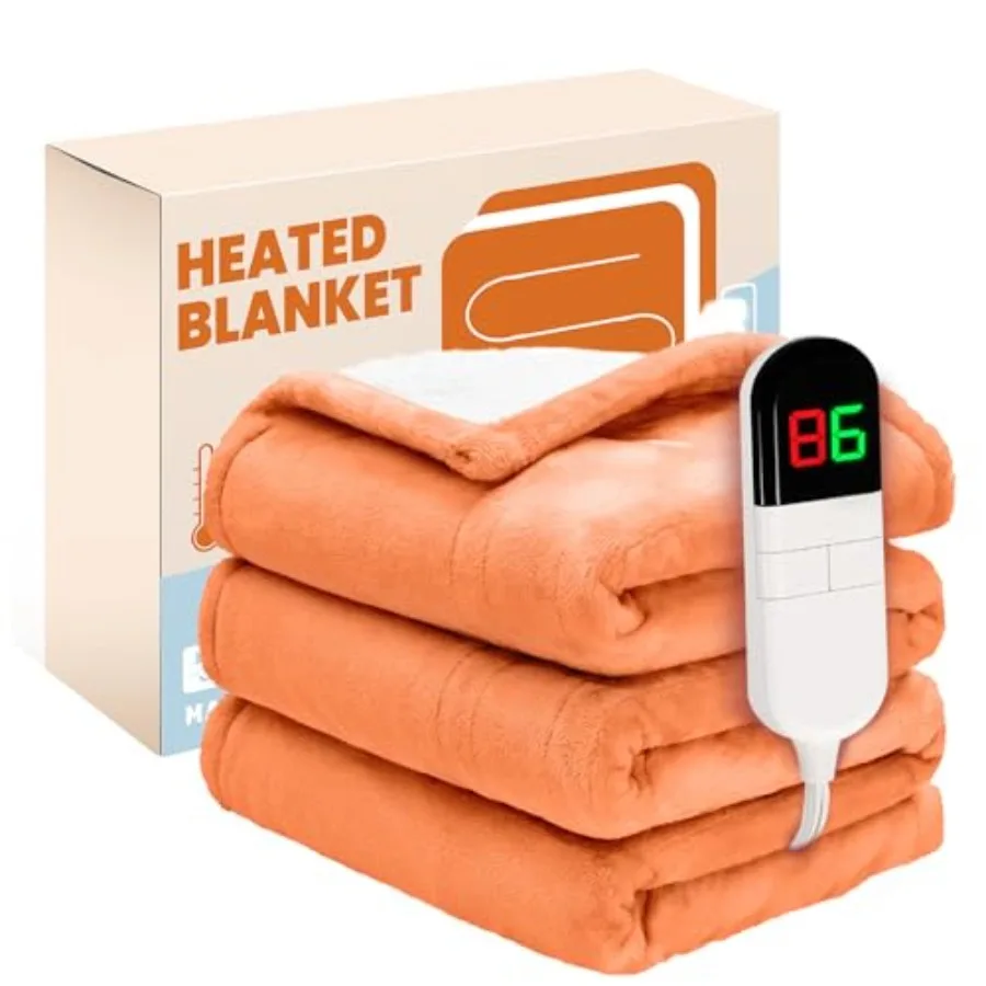 

Electric Heated BlanketFlannel and Sherpa Heated Twin Blanket 62"x84" Fast Heating Soft Fleece Blanket with 8 Heating Levels an