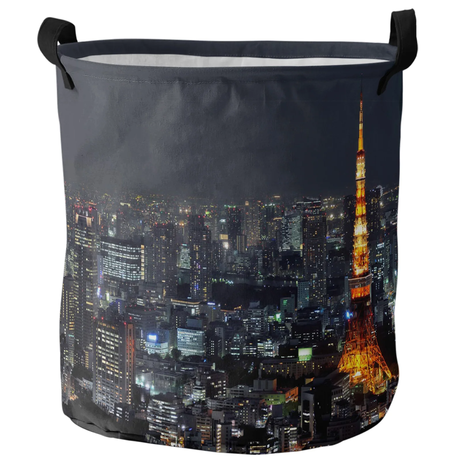 City Tokyo Tower Night Building Cityscape Scenery Dirty Laundry Basket Home Organizer Basket Clothing Kids Toy Storage Basket