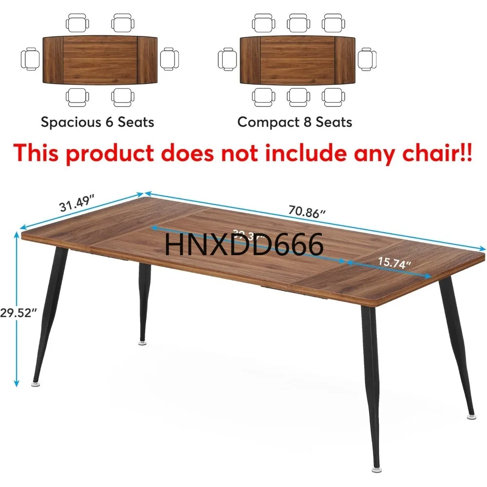 

6FT Conference Table, Rectangular Meeting Room Tables, Modern Industrial Seminar Table Boardroom Desk with Metal Legs