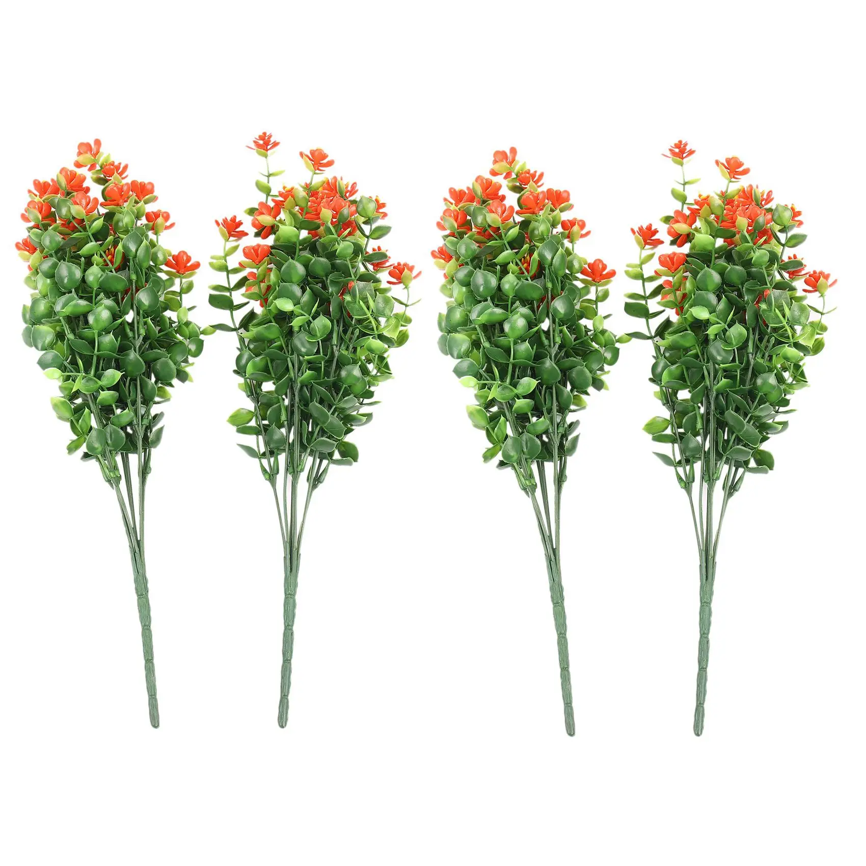 

16Pcs Artificial Flowers Outdoor Uv Resistant Plants, Faux Plastic Greenery Shrubs Plants Orange-AA25