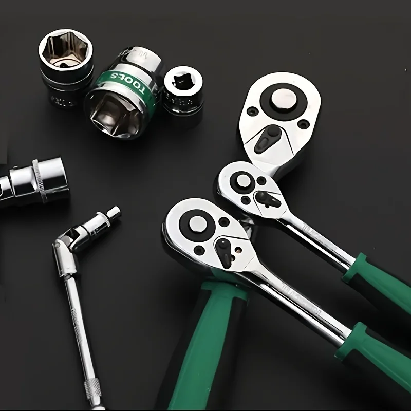 72 Teeth Drive Ratchet Wrench Socket Set Drive Universal Compact Socket Kit Professional Auto Repair Hand Motorcycle Mechanical