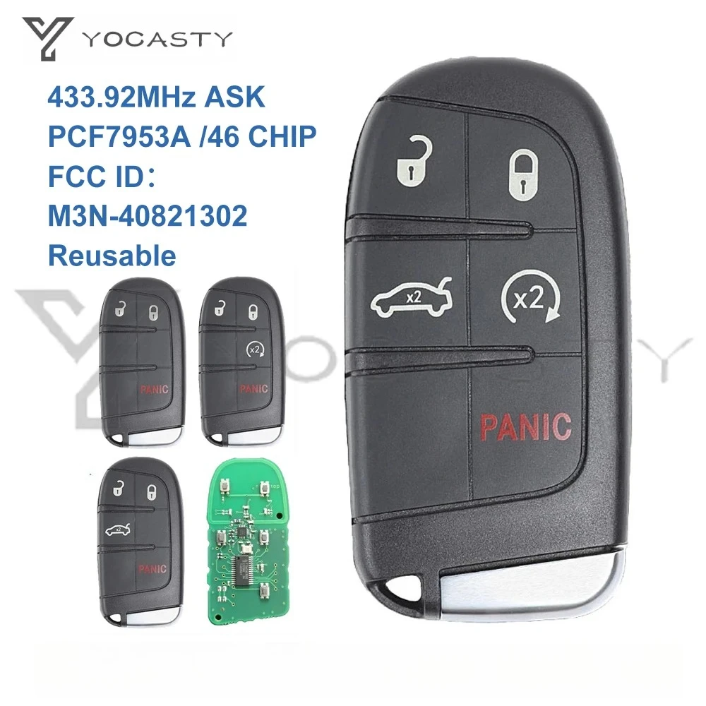 YOCASTY M3N-40821302 Llave Inteligente para Auto 433MHz Chip 46 para Dodge Challenger Durango 300 Charger Journey 2011-2017