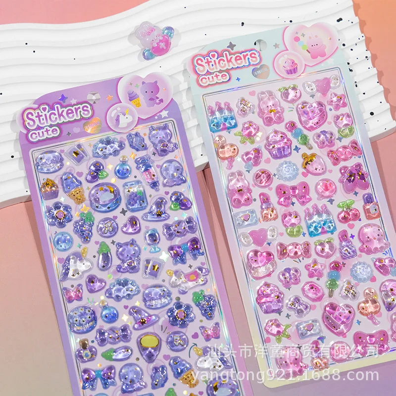 

20pcs Small Fresh Stickers Cute Cartoon Cat And Rabbit Stickers Diy Stereo Notebook Decorative Diary Stickers Wholesale