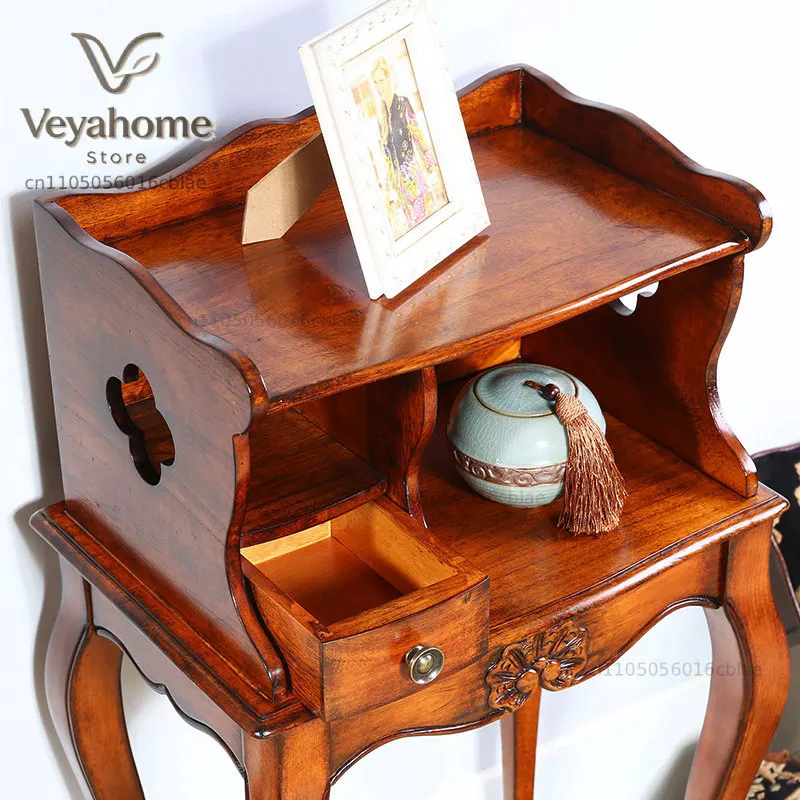 American rural fragrant camphor wood solid wood corner table, small coffee table for books and newspapers view 3