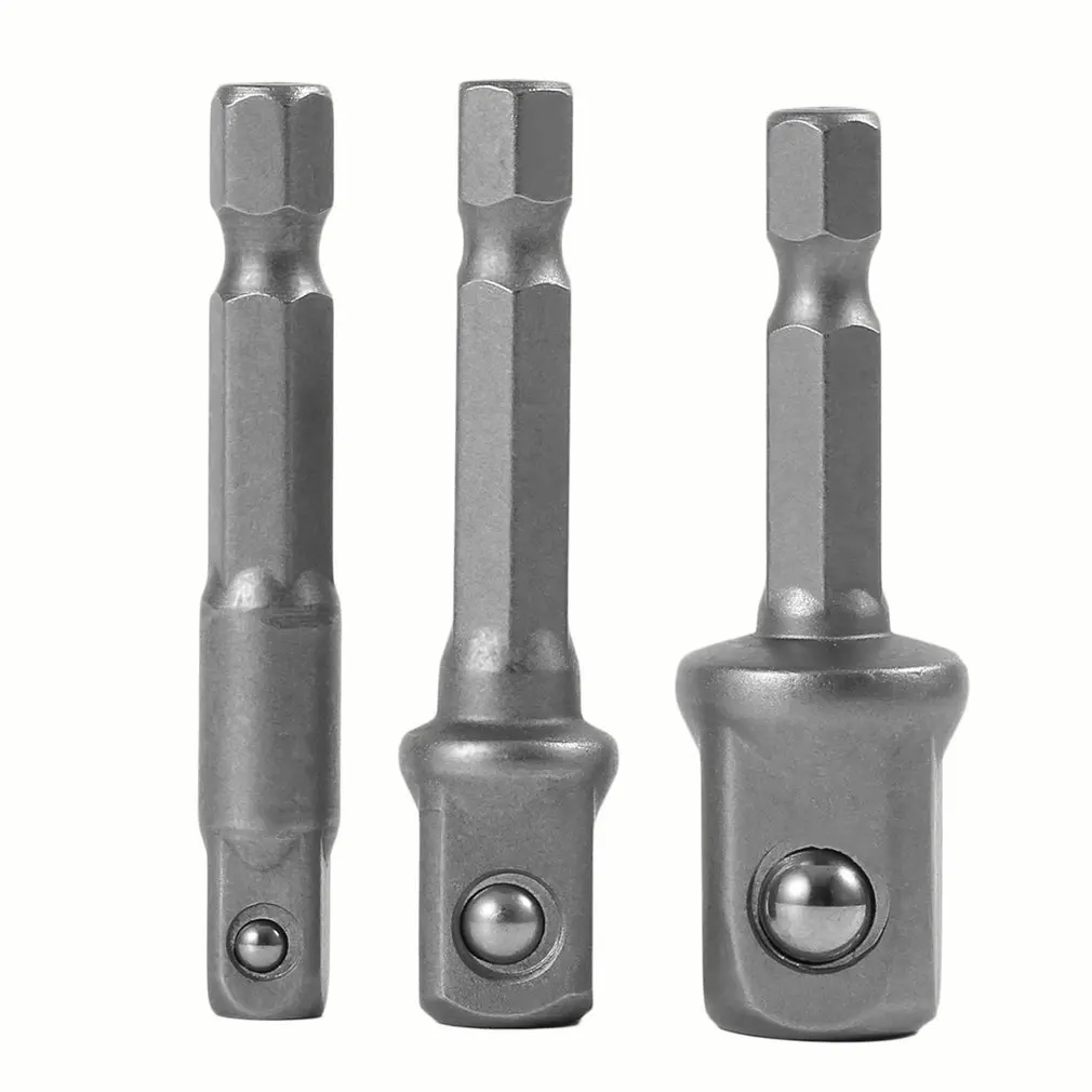 3pcs Drill Bit Adapter Socket Adapter Impact Set 1/4 inch 3/8 inch 1/2 inch Square Drive  for Drills Screwdrivers Bit Holders