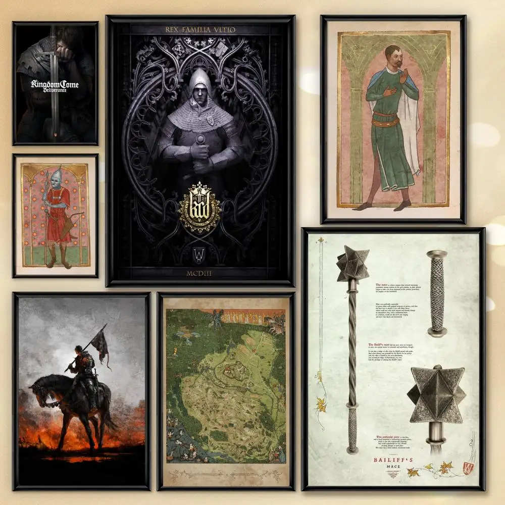 Game Kingdom Come Deliverance Retro-Kunstposter, HD-Anime, heißes Thema, Sänger/OST/Film, wasserfest, selbstklebend, Heimdekoration
