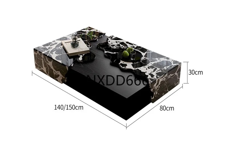 

Designer Art Luxury Stone Endtable Creative High Sense Natural Marble Rectangular Tea Table