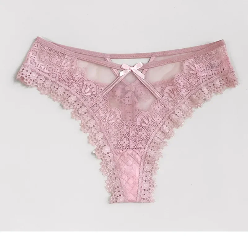 SP&CITY Lace Embrodiery Mesh Sexy Thongs Cotton Crotch Transparent Women\'s Underwear Beathable Seamless Hollow Out Panties