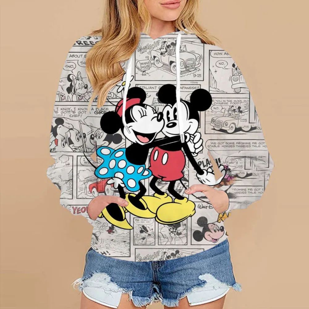 Autumn Winter Kids Minnie Mouse Hoodie Disney Coat With Hat Cartoon Fashion Hooded Clothing Boys Girls Casual Streetwear Outfit