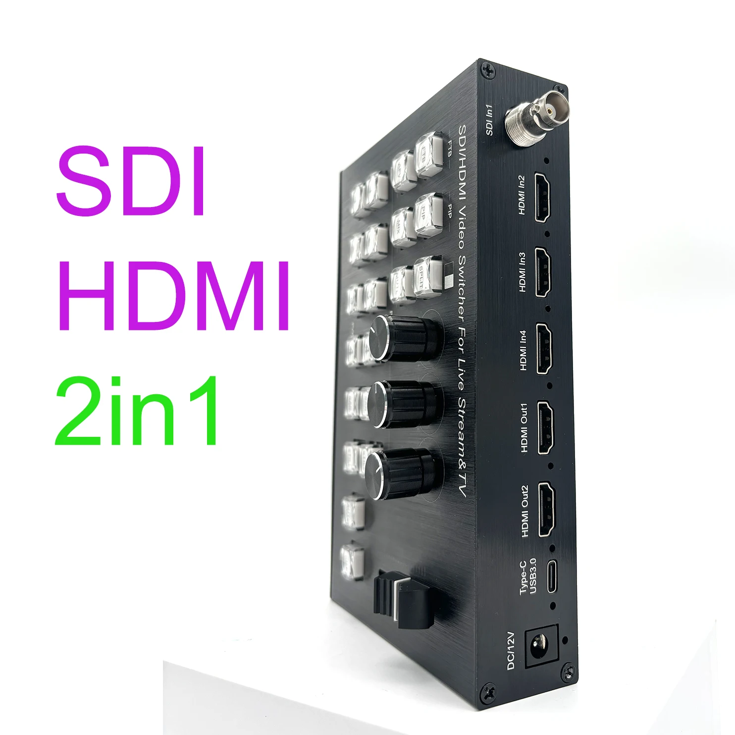 3G SDI HDMI Video Switcher Multi Camera Live Production Station Support Video Capture Record Live Streaming Audio Mix OSD PIP