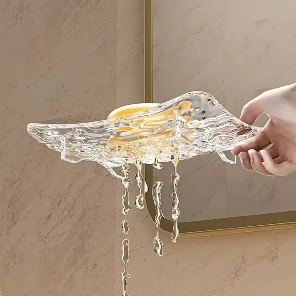Light Luxury with Drain Hole Transparent Soap Box Glacier Patterned Non-slip Base Soap Storage Rack Soap Dish Bathroom