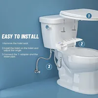 Bathroom Bidet Toilet Seat Attachment Water Pressure Control Self-Cleaning Dual Nozzle Personal Hygienic Ass Sprayer