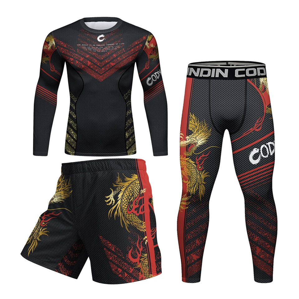 Men MMA Shorts T-shirt Sportswear With Print Gorilla Jiu Jitsu No Gi Rashguard BJJ Fighting Athletic Tracksuit Boxing Jerseys