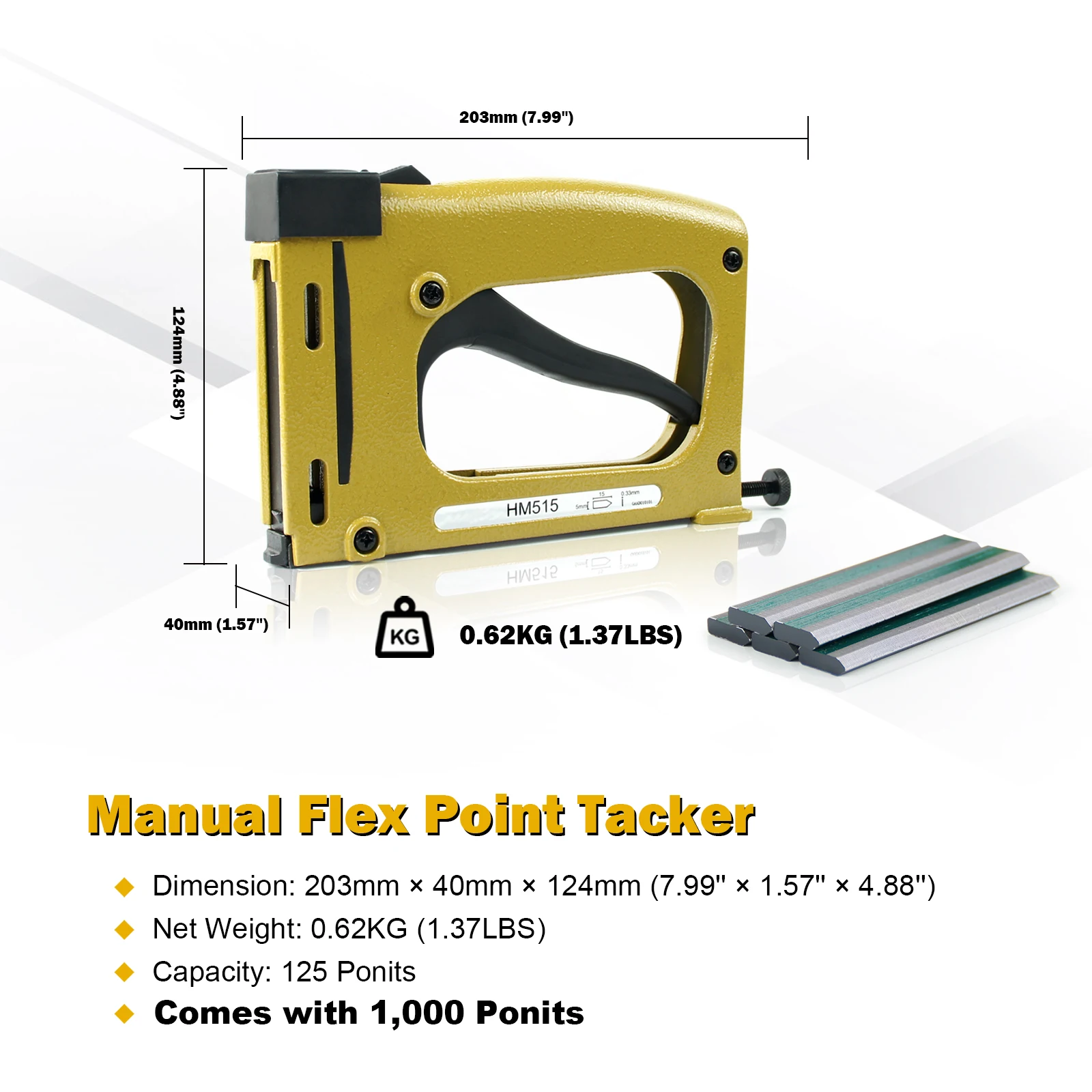 HM515 Point Driver, Manual Framing Tool 15mm(5/8”) Length Lightweight Flex Point TackerFurniture Production Interior