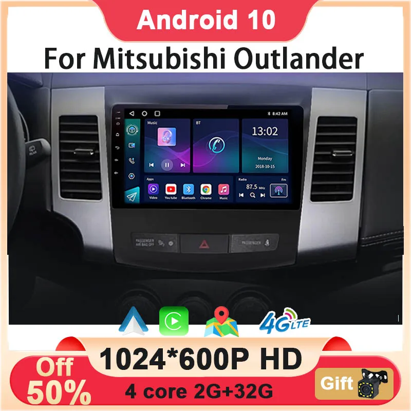 Android 10 Multimedia Screen For Mitsubishi Outlander Xl 2 2007-2012 Car Radio Stereo Video Player GPS Navigation Carplay Auto