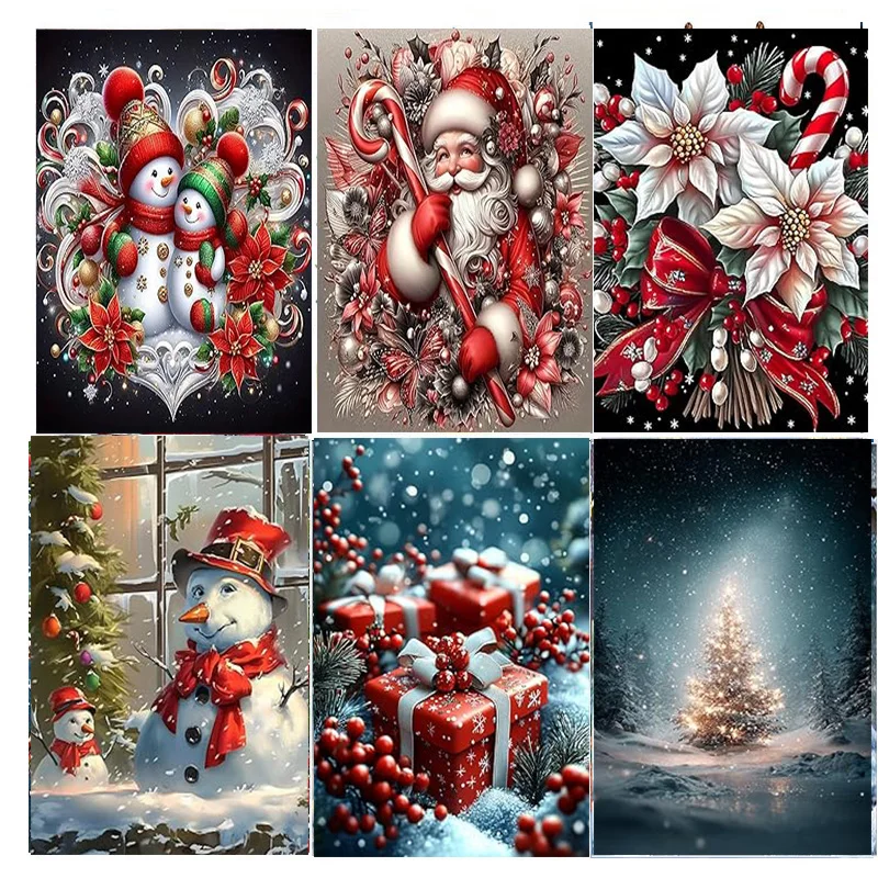 AB Diamantmalerei, Weihnachtsschneemann 5D-Diamantmalerei-Set, geeignet für Erwachsene und Anfänger, DIY-Mosaikdekoration