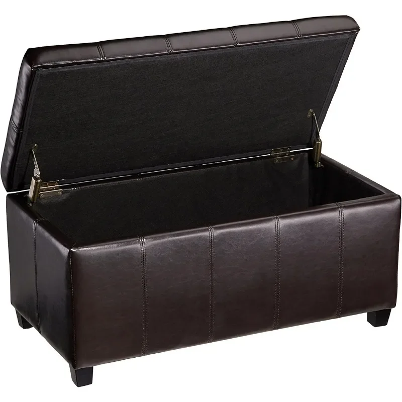 FHW Marion Rectangular Storage Ottoman, Russet Brown