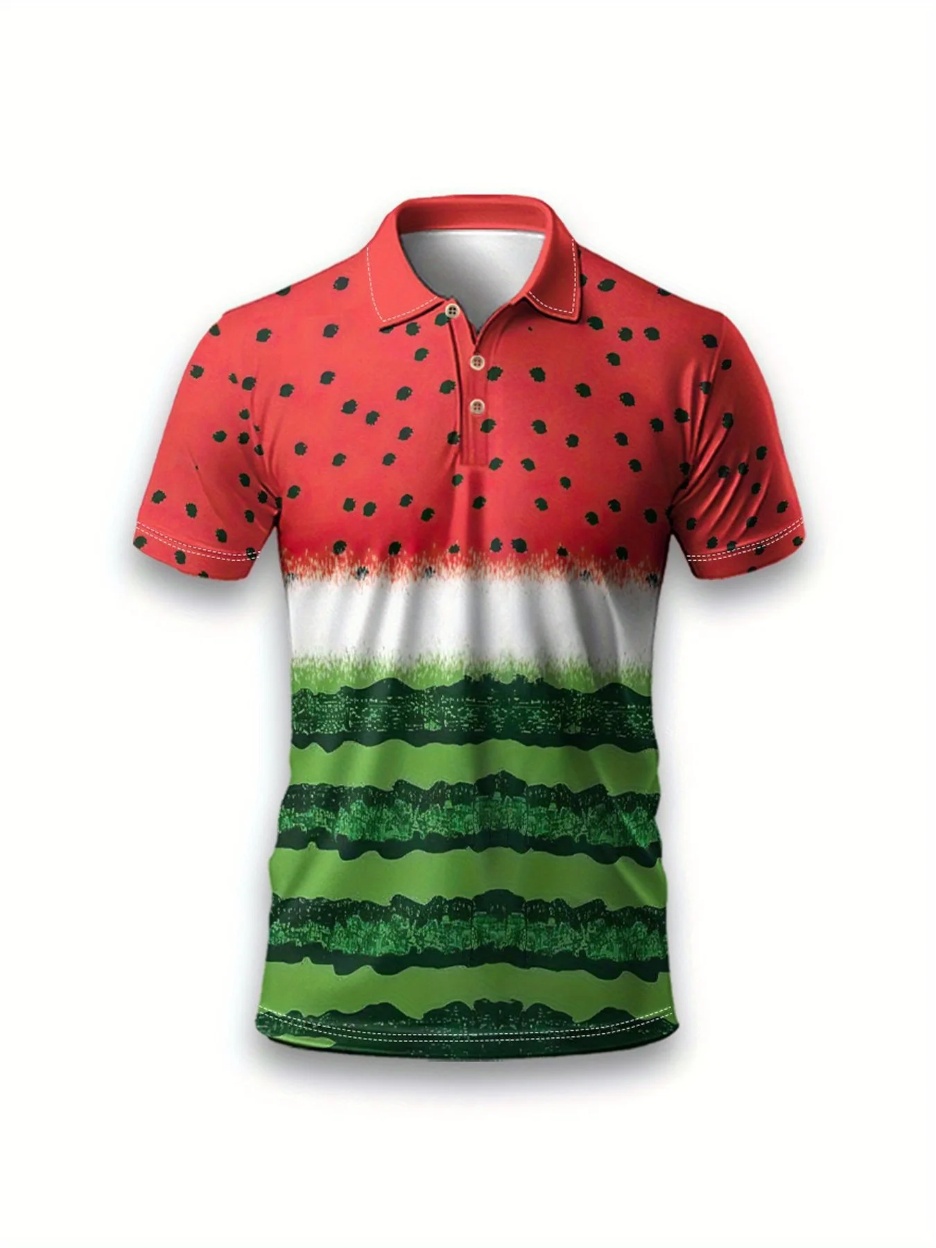 2026 Summer New Style Men's Short-Sleeved Polo Shirt with 3D Watermelon Pattern Print For Street Casual Fashion