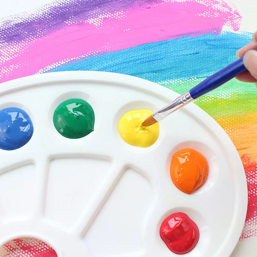 10Pcs Plastic Paint Palettes 10 Compartments Easy Wash Watercolor Tray Color Mixer Art Painting Supplies for Students and