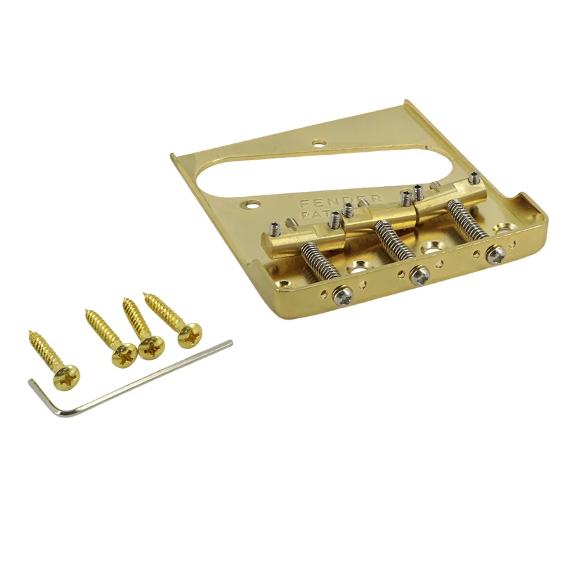 Guitar Bridge with Compensated Brass Saddles & Cut-Down Sides for TL Electric Guitar Replacement Gold