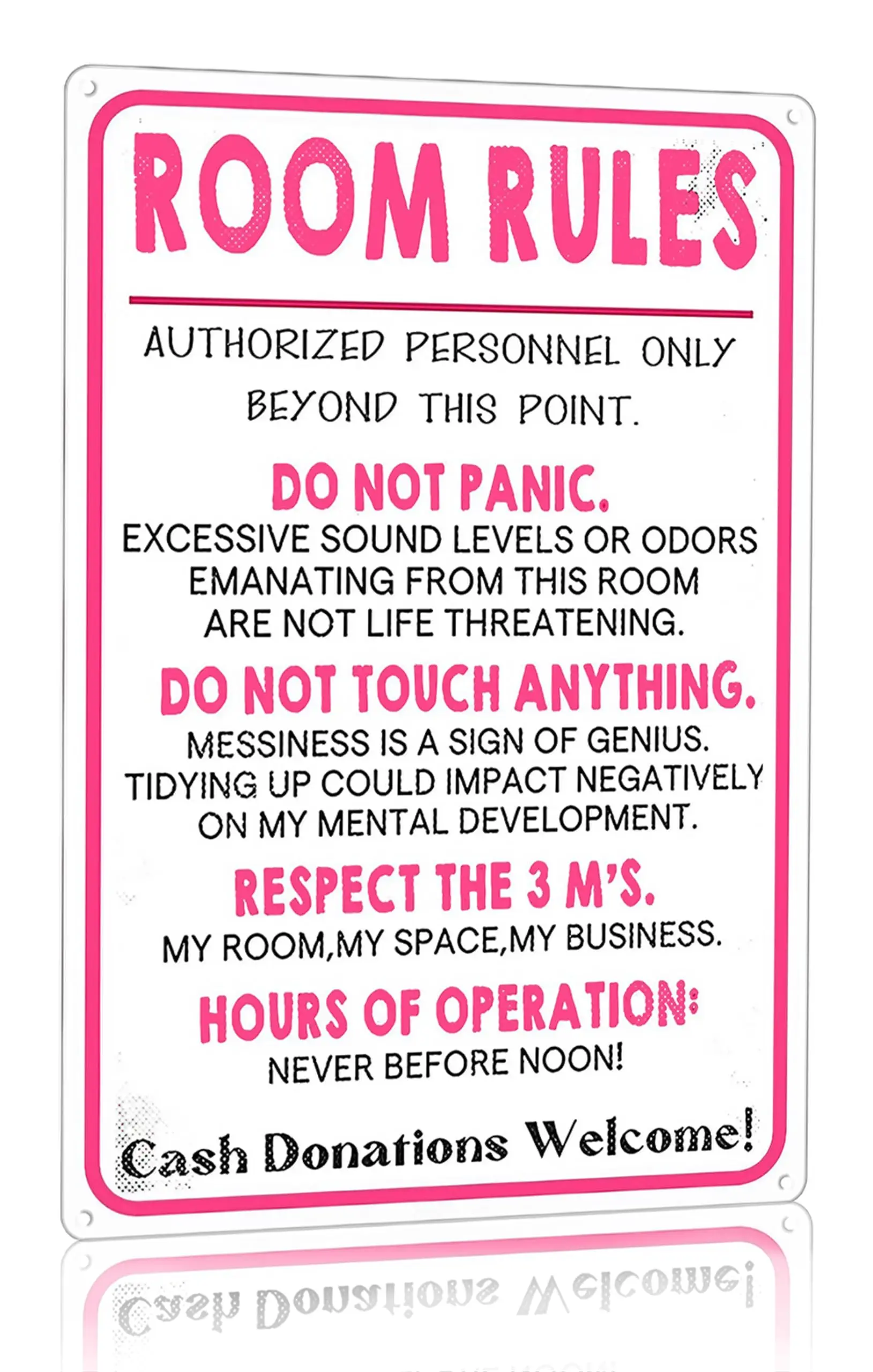 Smilelife Funny Teen Girls Gift Room Rules Tin Sign for Girls Cave Room Bedroom Dorm Wall Decor 8 X 12 Inch (3011)