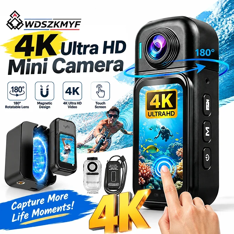 New 4K/1080P WIFI POV Vlog Camera Mini Action Cam Motorcycle Helmet Bike Bicycle Outdoor Sports Video Cam For Biking Motorcycle