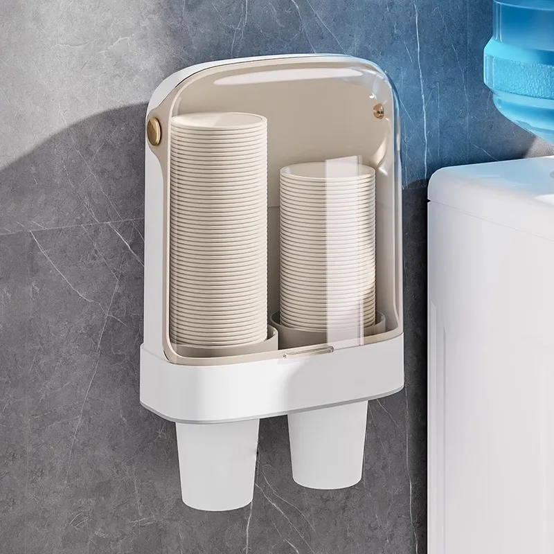 suporte-de-copo-descartavel-a-prova-de-poeira-e-a-prova-d'agua-transparente-montado-na-parede-sem-perfuracao-facil-instalacao-suporte-de-copo-presente