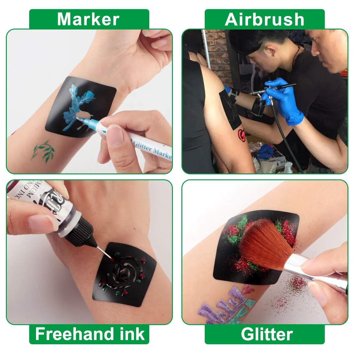 20-Piece Set of Hollow-Out Temporary Tattoo Stencils, Body Art with Floral, Animal, Text, Totem, and Minimalist Design Tattoo Combinations, Suitable for Fingers, Wrists, Unisex, Chest, Abdomen, Waist, Arm, Ideal Modern Style Body Tattoo Party Decorations, Can Be Used for Spray Painting, Temporary and Permanent Tattoo Applications