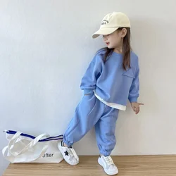 1-8Y Children's Suit Long-sleeved Sweatshirt + Sweatpants 2-piece Set Outer Wear Casual Home Clothes Loungewear Outfit