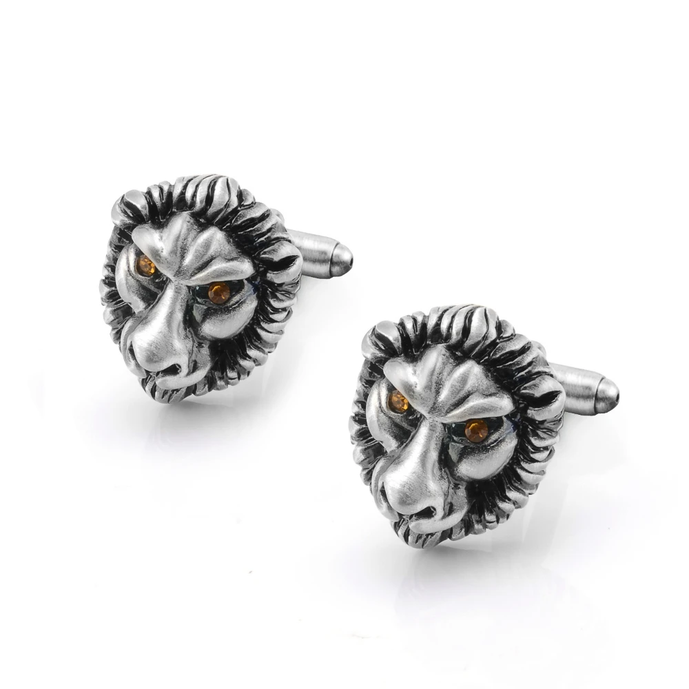 Vintage Lion Head Cufflinks Men's Business-style Personalized Sleeve Studs With Yellow Eye Detailing Suit Shirt Cuff Accessories